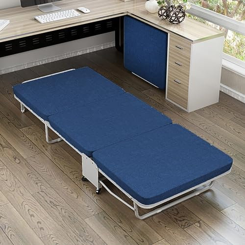Klappbett Campingbett Mit Memory Foam Matratze, Gästebett Klappbar Reisebett Mit Rollen Für Erwachsene, Einzelbett Schlafsessel Tagesbett Metall Rahmen Campingbett, Belastbar 200kg, 180×60×26cm ( Colo