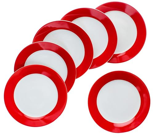 MamboCat Lot de 6 assiettes à gâteau Variantes rouges I Assiettes à petit-déjeuner en porcelaine colorée pour 6 personnes I Petites assiettes colorées pour salade, dessert, etc. pour le