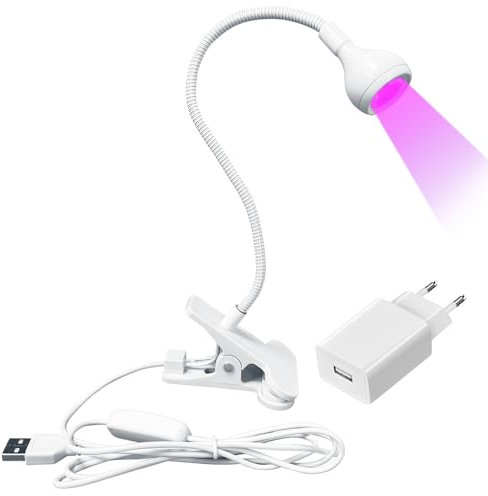 ASENTER 5W Lampe à Ongles UV Gel pose Capsules Americaine, pour Colles Vernis à Ongles en Gel, Mini Lampes de séchage pour le Durcissement de la Résine Utraviolette avec Clip Blanc