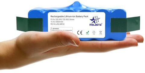 melasta 14.4V 5000mAh Li-Ion Batería de Repuesto Aspiradoras para Roomba 500 600 700 800 Series Li-Ion Batería 510 520 530 532 535 540 550 570 580 585 610 620 630 650 660 760 770 780 790 870 875 876