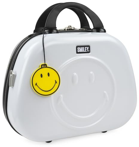 Smiley Originals - Vanity Case Rigide - Trousse de Toilette Femme Voyage - Trousse de Toilette Grande Capacité Légère et Résistante, Blanc-Noir