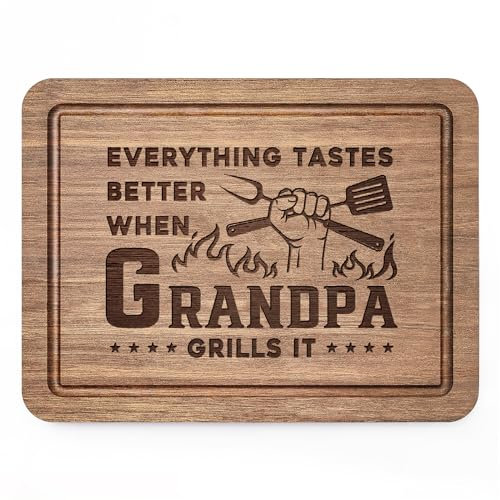 Leebbsin Father's Day Grandpa/Grandad Gifts- Wooden Chopping Board Engraved with Heartwarming Messages- Grandpa Birthday Gifts, Christmas Birthday Gift for Grandad/Grandfather,11*8.5