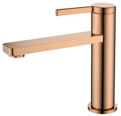 Champagner Gold Badezimmer Messing Wasserhahn Schlichtes Design Einloch Einzelgriff Kalt Und Warmwasserhahn Mit Doppelter Steuerung Goldener Waschbeckenhahn Rose Gold