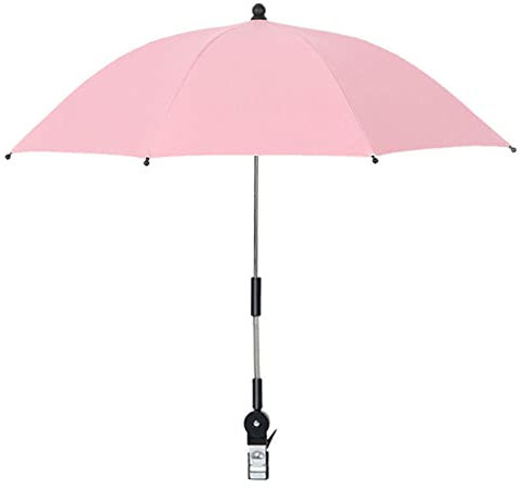 DULRLLY Stuhlschirm mit Universalklemme, 21,7 Zoll, Strandschirm für Stuhl, Kinderwagen, Regenschirm, Zum Anklipsen, Sonnenschirm, Sonnenschutz für Angeln, Terrasse, Strandstuhl, Kinderwagen,(Rosa)