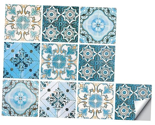 HOMOCONO 10 Stück Simulierte Fliesenaufkleber Mandala Aufkleber Haushaltsaufkleber Retro Fliesenaufkleber Barock Stil Fliesenaufkleber Mandala Fensteraufkleber Mandala Wandbild