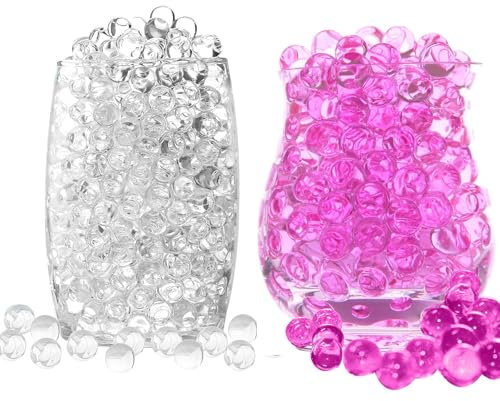 60000 Water Gel Beads for Vases, Vase Filler Beads,Water Beads Kit Perfect Water Jelly Beads for Plant,Floating Beads Pearls, Floating Candles, Wedding and Home Decoration(Pink+Clear)