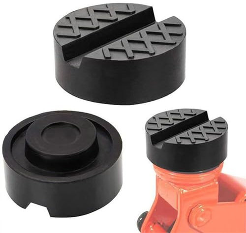 Confezione da 2 cuscinetti universali in gomma, rotondi, per cric idraulico e sollevatore di veicoli, protezione in gomma per cric idraulico e sollevatore di veicoli, diametro 65 mm, strumento di