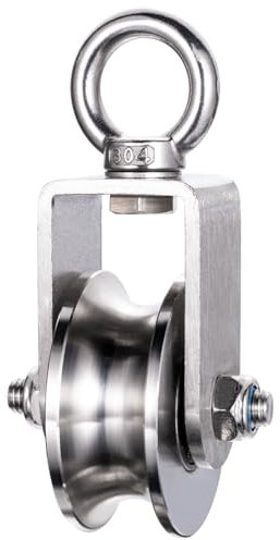 KCNOFNC 68mm Umlenkrolle Stahlseil mit 2 Kugellager, Seilrolle Fitness für Seile Edelstahl Outdoor