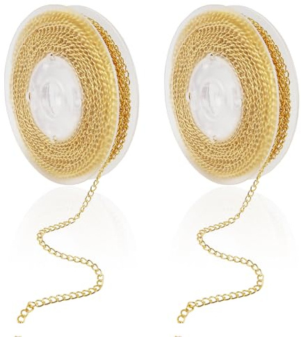 TOAOB 20 Meter Gold Gliederkette 3 mm Schmuck Ketten Selber Mache Verdreht Kabel Link Kette Basteln Zubehör Halskette Ketten für Schmuckherstellung
