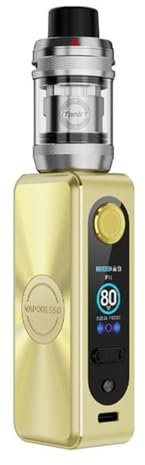 Original Vapo'resso GEN SE Kit Vape 80 W Batería 18650 (no incluida) 3 ml/6 ml iTank T Tank Atomizador Bobina GTi Resistencia 0,2/0,4ohm DTL Modo F(t)/PULSE/ECO/VV Kit (Oro Platino) - No Nicotine