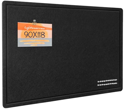 Large Bulletin Board - 90 x 116 Centimeters, Decorative Felt Pin Board for Wall - Foldable Photo Display Board with Self-Adhesive Tape, Includes 20 Push Pins - Black