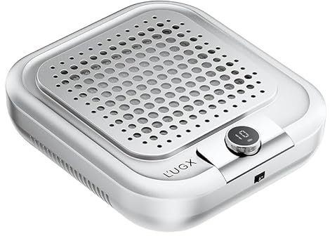 L'UGX Rechargeable Nail Dust Collector for Acrylic Nails, 10-Gear Professional Nail Vacuum Duster Extractor Cleaner with 2 Reusable Filters for Salon Use,Powerful