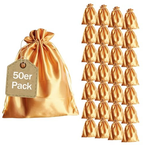 SPRINTIS Satinsäckchen - edle Geschenkbeutel mit Satinband – wiederverwendbare Schmuckbeutel, perfekt für Weihnachten und Hochzeit