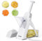 Affettatrice per mandolina sicura per cucina, tutto in 1 professionale regolabile mandolino affettatrice per verdure, affettatrice per patate, Julienne, cipolla, tritatutto verticale (grigio) (Bianco)