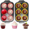 BAIFULAI 2 Stück Muffinform Silikon, Muffin Backform, Muffinblech 6er, Muffinform Blech, Muffin Blech, Muffinbackformen, Silikonform Muffins, Antihaftbeschichtet Backform (Rot and Gelb)