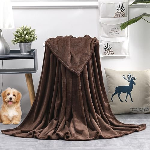 GAIFNAG Kuscheldecke Kaninchen Plüsch Decke 90 x 120 cm Baumwollmix Weich, Warm & Waschbar Microfaser Tv Decke Kuscheldecke für Bett Sofa Schlafzimmer Büro Home, Braun