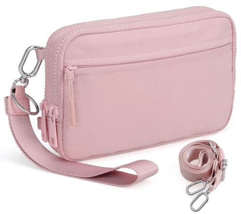 VONAL Pochette da polso, pochette a portafoglio, piccole borse a tracolla, borsa a tracolla per donna da viaggio, Rosa pastello