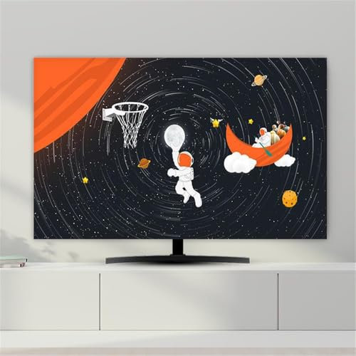 Hixingo Cubierta Antipolvo para TV, Funda para Televisor Elástico Protector para Smart TV Cubierta de Televisión Pantalla de Funda impresión de Espacio (70,Negro C)