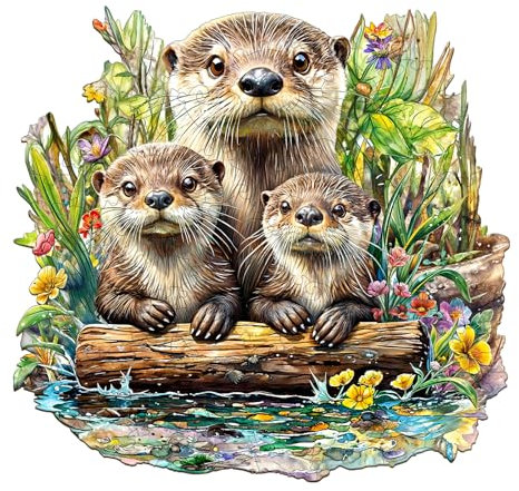 Jigfoxy Holzpuzzle Erwachsene, Otter Holz Puzzle Erwachsen, Wooden Puzzle, Einzigartiges Lernspielzeug in Tierform für Freunde der Familie L-50.8 * 50.8cm-670pcs