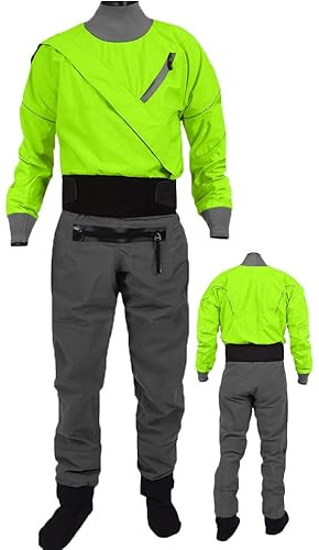 Trockenanzug Für Herren, Kajak, Leicht, 3-Lagig, Wasserdicht, Zum Paddeln, Angeln, Bootfahren, Kanufahren, Rafting, Tourengehen, Segeln,Green-XL