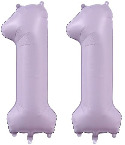 Globos de 11 cumpleaños lavanda, pastel, morado, polvoriento, morado claro, 40 pulgadas, color lila, globos de helio de aluminio para niñas, princesa, decoración de fiesta de cumpleaños, suministros