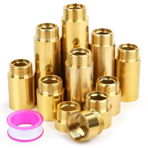 Niuny Rallonge de Robinet 1/2 20mm extension de raccord fileté en Laiton 2Pcs rallonge filetée plomberie rallonges de robinet exterieur pour eau potable l'Installation De Chauffage Valves D'angle