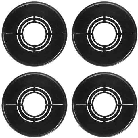 sourcing map Lot de 4 brides murales fendues en plastique de 30 mm - Rondes, réglables - Cache-tuyau à clipser sous évier - Pour salle de bain, cuisine, toilettes, noir