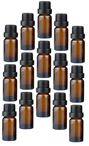 HONITANO 20pcs Brown Essential Oil Bottle Glass Bottles Refillable Sample Container for Cosmetic Makeup Perfume Use