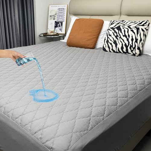 Matratzenschoner 180x200cm wasserdichte Matratzenauflage, Wasserdicht und Atmungsaktive Matratzenbezug mit Diamantförmiges Bettlaken Geräuschlosem Material Topper, Nässeschutz Waschbar Bettlaken