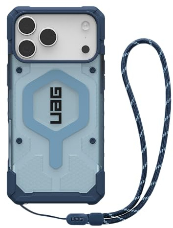 URBAN ARMOR GEAR UAG Designed for iPhone 17 Pro Max Case Pathfinder Clear + Wrist Lanyard Bundle - Compatible with MagSafe Military Grade Protective Cover, Blues