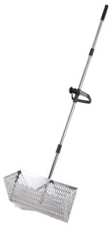 NJIEzhao Rastrello per Pulci di Sabbia Rastrello for Sabbia Portatile, Pala da Spiaggia, Raccoglitore di Cibo for Mare, setaccio ergonomico con Denti affilati(Silver)