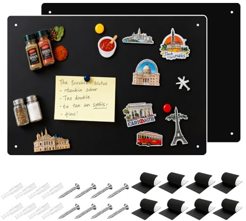 Wxeadu 2 Stück Magnettafel Magnetboard, 43 X 30 X 0.06 cm Magnettafel Schwarz, magnettafelküche, Magnetwand Kinder, magnettafelselbstklebend zum Präsentieren von Notizen, Fotos, für Büro Küche