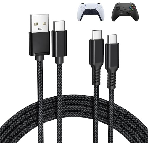 Basesailor Cable de carga USB tipo C para PS5 Controller USB a USB C Cord | 1M 2Pack para XBox Series X|S Core,Elite Series 2,para Nintendo Switch 2/OLED/Lite,PlayStation 5 DualSense,PS5 Pro Controller