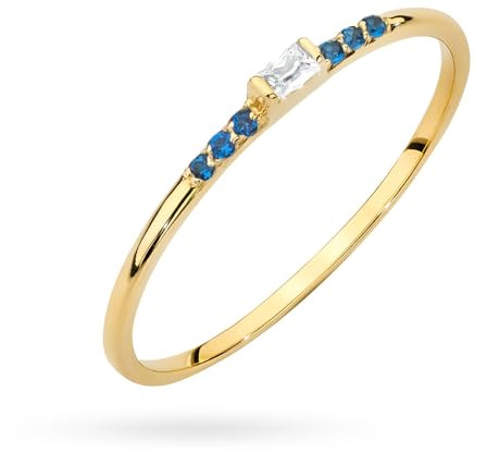 MARKO Echtgold 333 (8 Karat) Damenring – Goldring mit rechteckigem Stein in 6 Farbvarianten | Vielseitiger Vorsteckring, Verlobungsring | Echt Gold Ring für Freundin