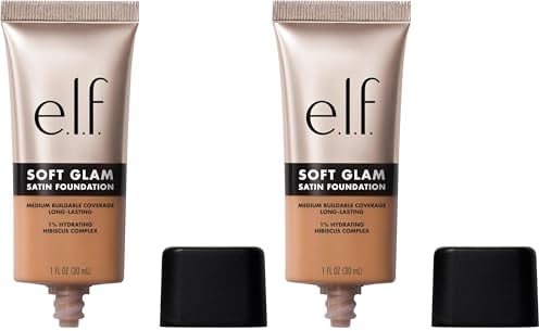 e.l.f. Soft Glam Foundation, Mittlere Deckkraft, Langanhaltende & Aufbauende Foundation Für Ein Glattes, Seidenmattes Finish, Vegan & Tierversuchsfrei, 41 Tan Neutral (Packung mit 2)