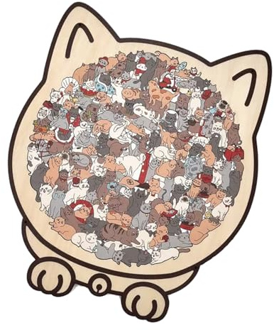 YROHGKPN 135-teiliges Katzen Puzzle Aus Naturholz Mit Moderner Palette. Puzzle Bastelarbeiten Kreatives Katzen Design Holzspielzeug