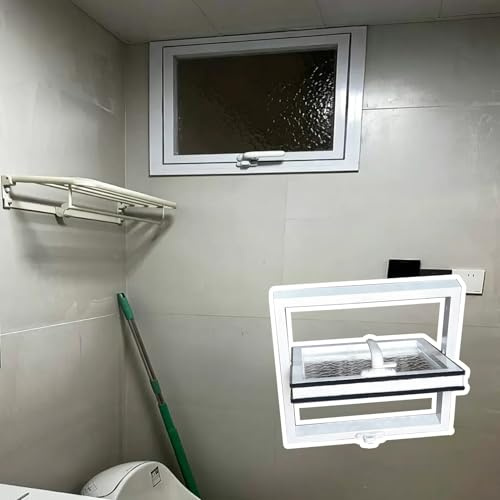 Finestra Finestre a Ghigliottina Girevoli per Il Bagno, Finestra Piccola Moderna e Minimalista con Maniglia Girevole, Finestre di Ricambio a Vetro Singolo con Telaio(24x12in/60x30cm)