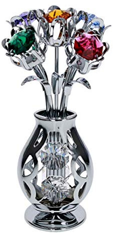 CRYSTOCRAFT Freestanding Swarovski Crystal Tulips in Crystal Vase by CRYSTOCRAFT