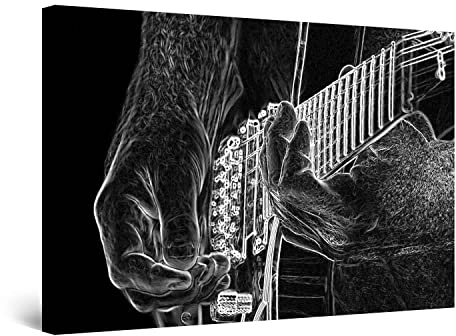 Startonight Cuadro Moderno en Lienzo Guitarra Blanco y Negro, Pintura Música Para Salon Impresiones Enmarcadas 80x120 cm, Grande Decoración Pared, Idea de Regalo Elegante Efecto Día y Noche