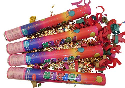 5x Konfettikanone Bunt 40 cm Party Popper Konfetti Shooter Kanonen Poppers Confetti Kanone