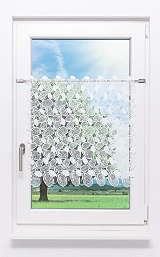 Plauener Spitze Scheibengardine Kieselsteine (Bx H) 128cm * 60cm weiß