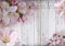 decomonkey Fototapete Blumen 400x280 cm XL Tapete Fototapeten Vlies Tapeten Vliestapete Wandtapete moderne Wandbild Wand Schlafzimmer Wohnzimmer Rosa Holz
