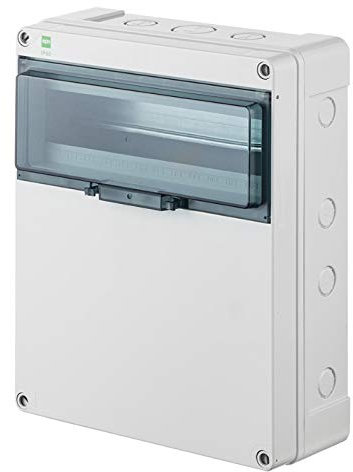 ELEKTRO-PLAST HERMETICA Aufputz Sicherungskasten Verteilerkasten Kleinverteiler 1-Reihig 13 Automaten Module IP65 Wassergeschützt Außenbereich Hellgrau