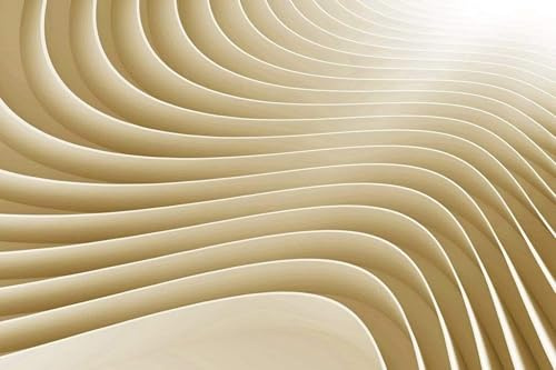 Vlies Fototapete BEIGE WELLEN 3D 375 x 250 cm | Vliestapete - Wandtapete inklusive Kleister | PREMIUM VLIES QUALITÄT