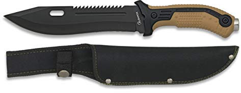 Coltello Coyote, con lama da 19,5 cm, per la caccia, la pesca, il campeggio, le attività all’aperto, di sopravvivenza e il bushcraft, Albainox 32113 + portabottiglie in omaggio
