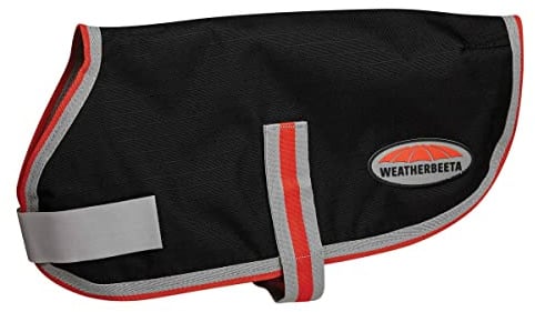 WeatherBeeta ComFiTec 1200D Therapy-Tec Dog Coat, Black/Silver/Red, 55cm