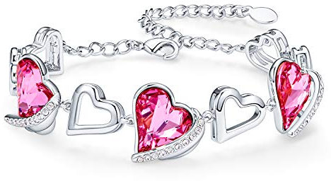 CDE Armband Damen Schmuck mit Elegante Geschenkverpackung, Herz Armkettchen Anhänger Geschenke für Valentinstag/Muttertagsg/Jubiläum/Geburtstag