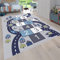 Paco Home Kinder-Teppich Für Kinderzimmer, Spiel-Teppich Mit Hüpfkästchen und Straßen rutschfest Grau, Grösse:100x200 cm