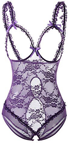 Avondii Babydoll da donna, taglie grandi, con ferretto, in pizzo, lingerie, viola., XXXL