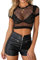 ZHER-LU Camisas de malla sexy para mujer con malla hueca hacia fuera de manga larga para fiestas, negro, XL
